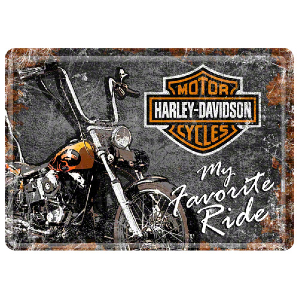 Placa metalica - Harley Davidson - My Favorite Ride - 10x14 cm